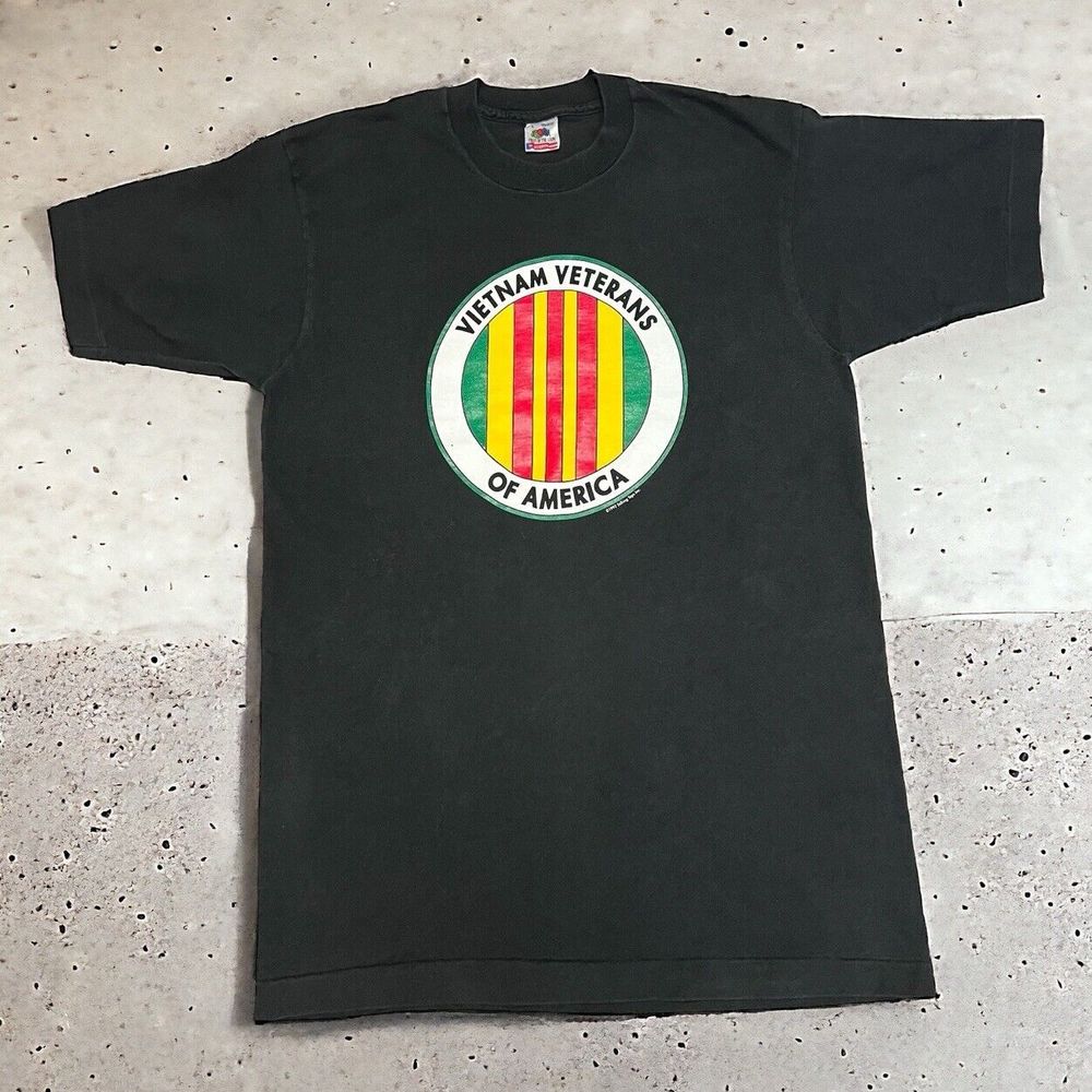 VTG Vietnam Veterans of America POW MIA 1992 Single Stitch Mens L Black T-Shirt